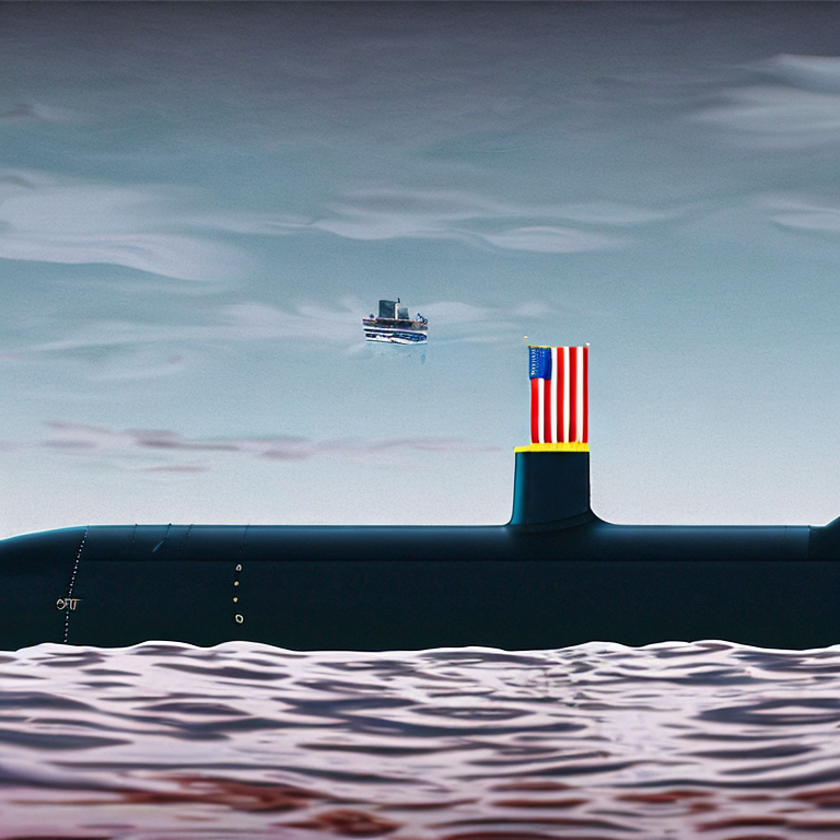 An illustration of a nuclear submarine in the ocean, representing the tension between China and the US over the AUKUS deal.